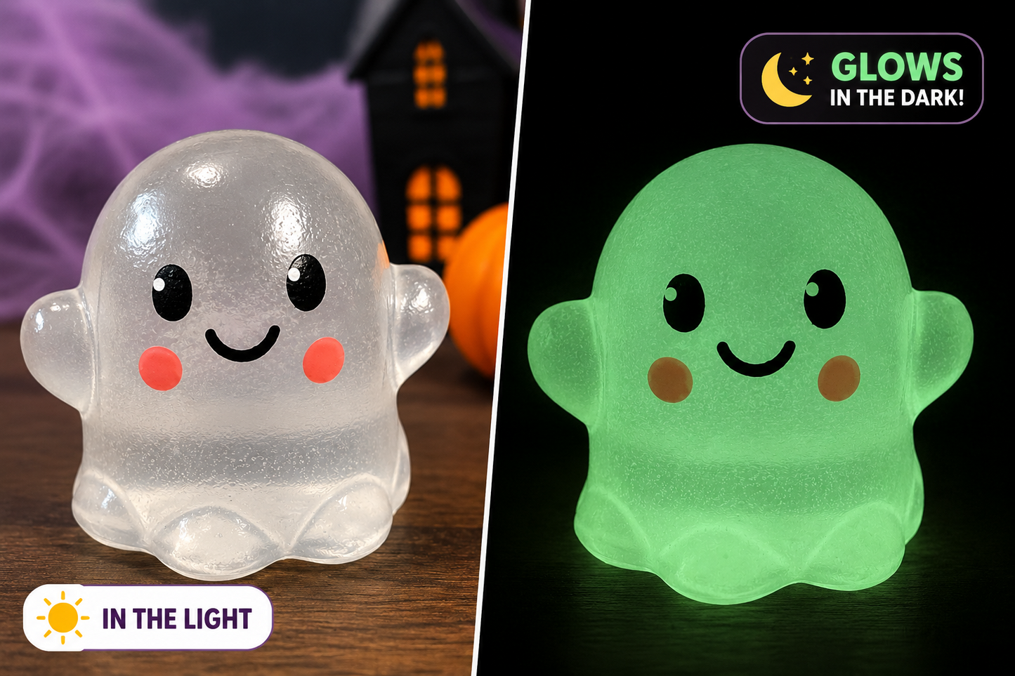 Glow-in-the-dark ghost maltose squishy Halloween sensory squeeze toy glowing