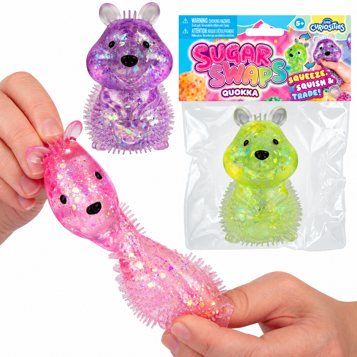 ORB Curiosities Sugar Swaps Quokka glitter sugar-filled sensory squishy toy