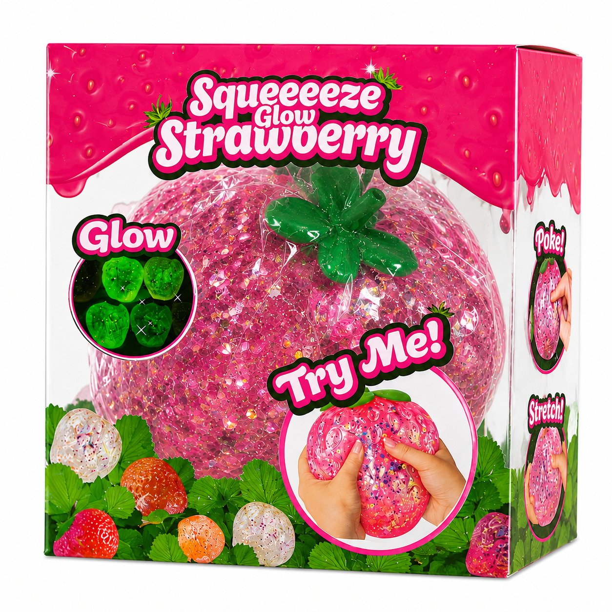 Squeeeze Glow Strawberry glow-in-the-dark maltose sensory squishy toy