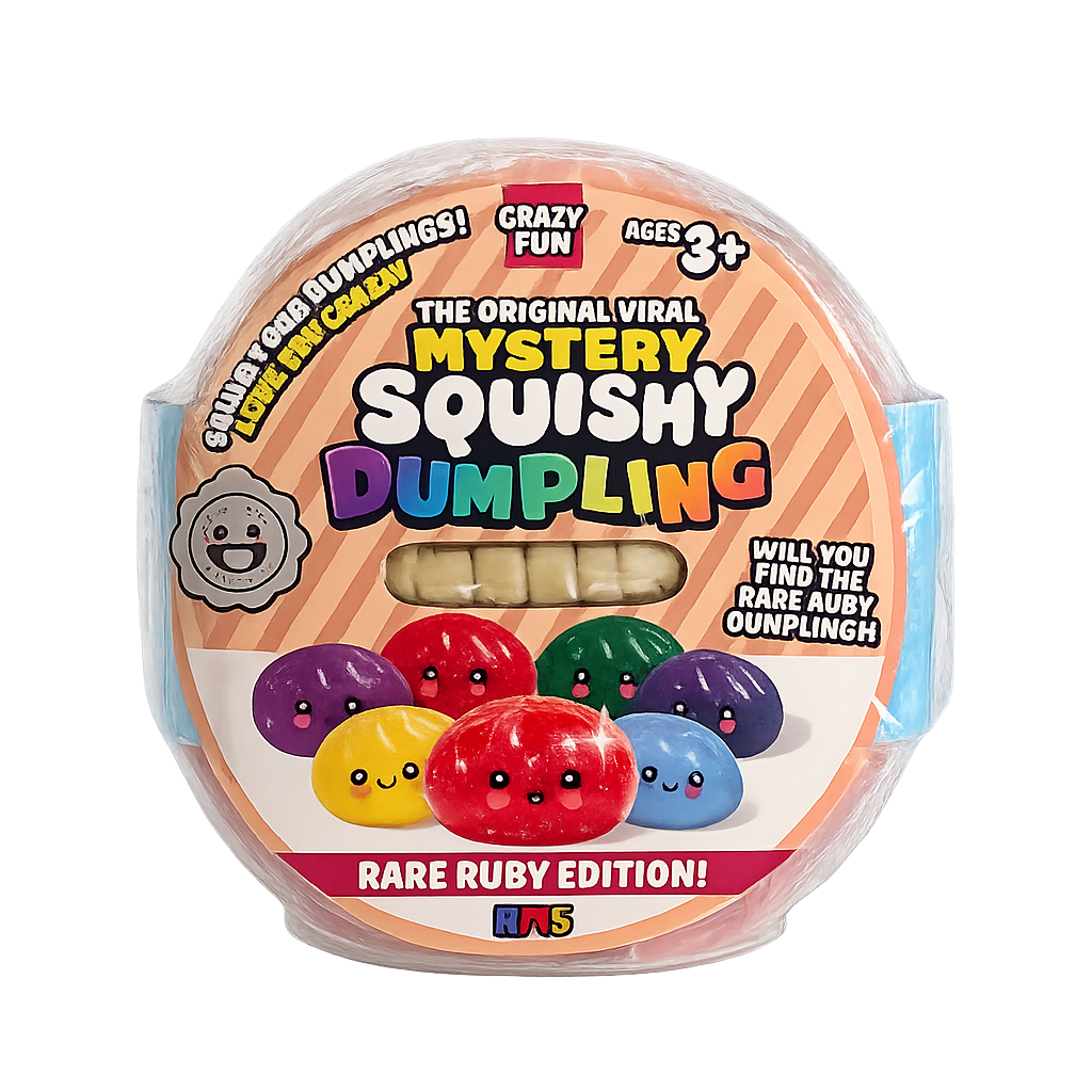 RMS Crazy Fun Rare Ruby Mystery Dumpling squishy collectible sensory toy in sealed mystery package