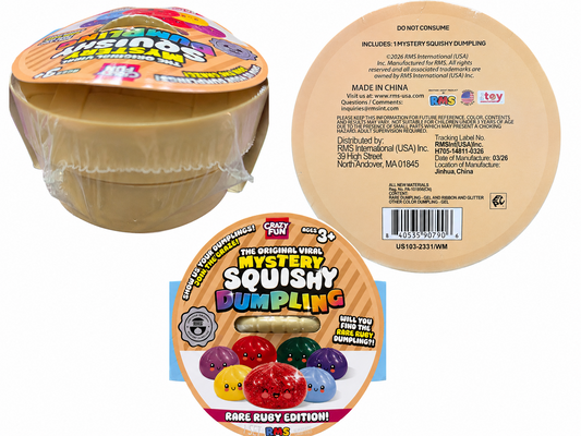 RMS Crazy Fun Rare Ruby Mystery Dumpling squishy collectible sensory toy in sealed mystery package