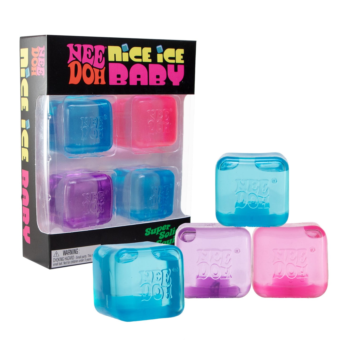 Authentic Schylling NeeDoh Nice Ice Baby 4-Pack mini sensory squishy fidget toys in assorted colors