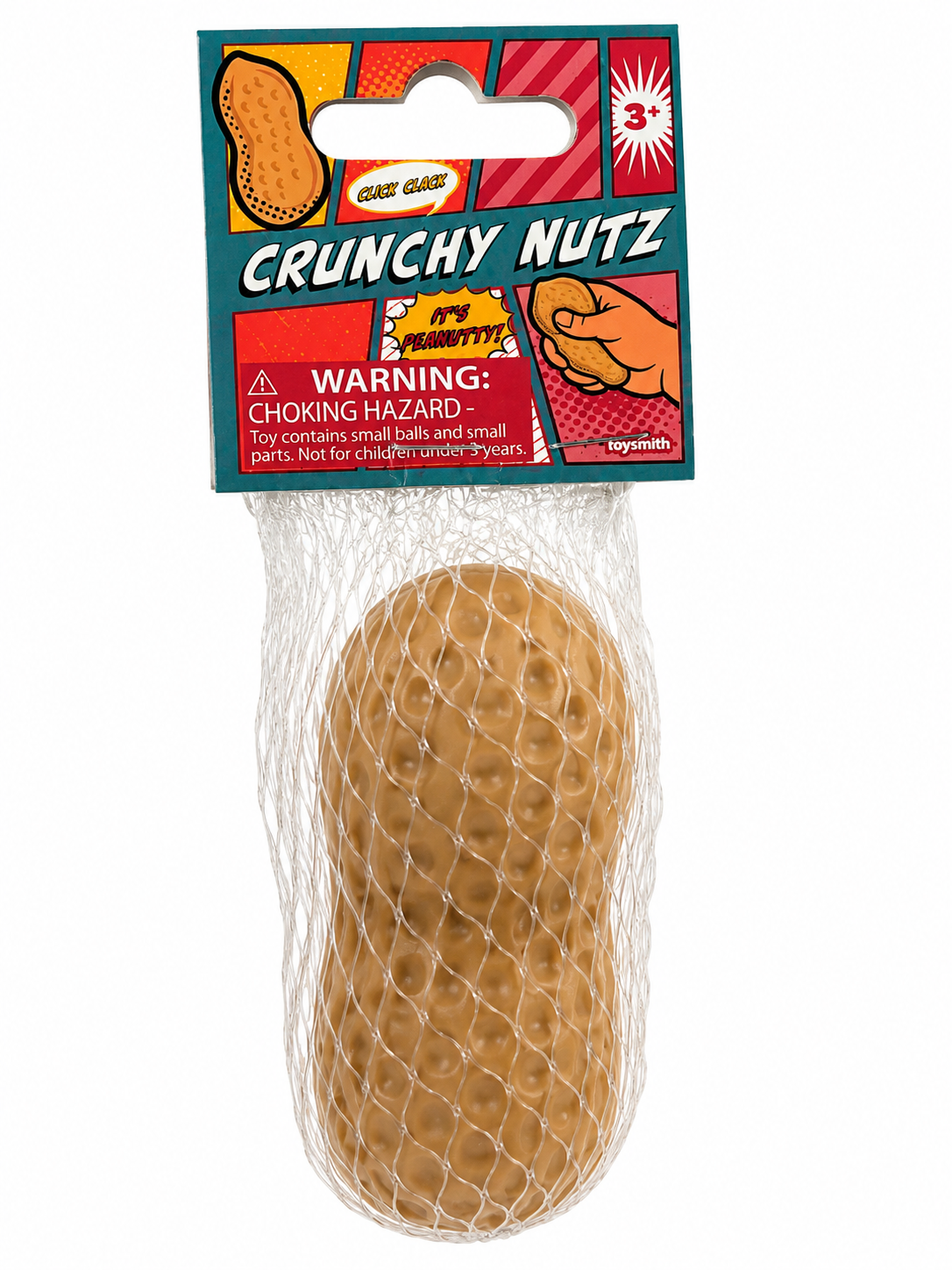 Crunchy Nutz bead-filled peanut sensory squishy with crunchy click-clack sound