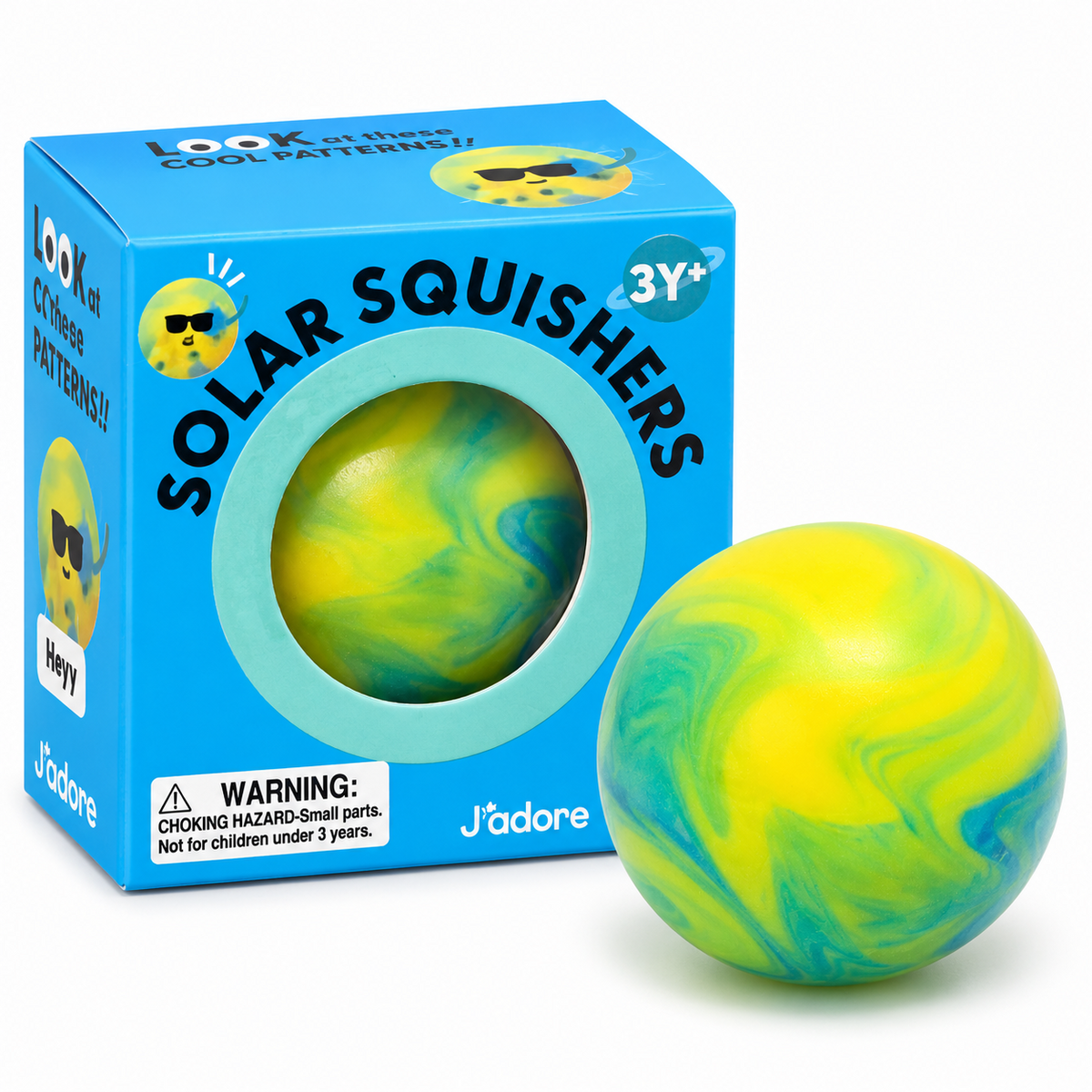 J'adore Solar Squishers colorful swirl sensory squishy ball