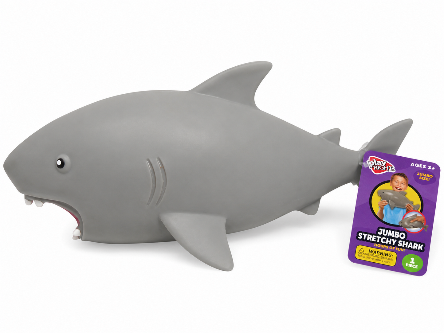 Jumbo Stretchy Shark being squeezed for sensory and fidget play