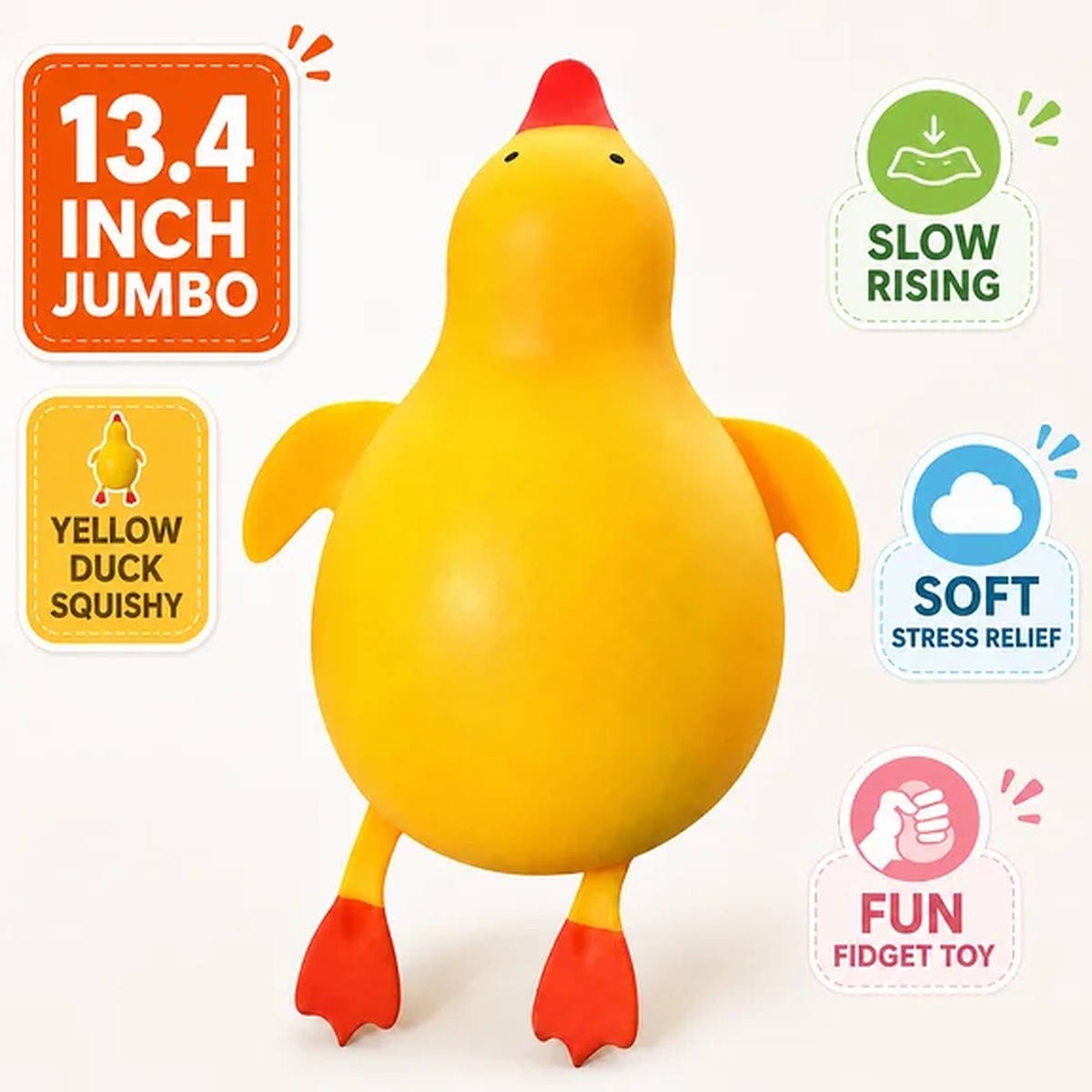 Jumbo yellow duck cream-filled squishy sensory and fidget squeeze toy