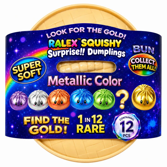 Metallic mystery dumpling squishy sensory toy, sold as one random color.