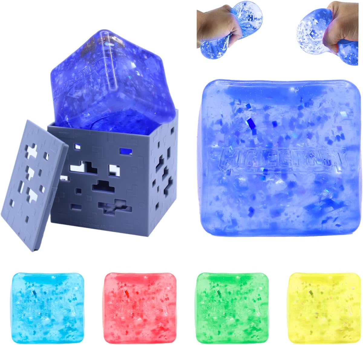 Authentic Minecraft Jelly Cube squishy mystery color sensory toy with possible chase figure