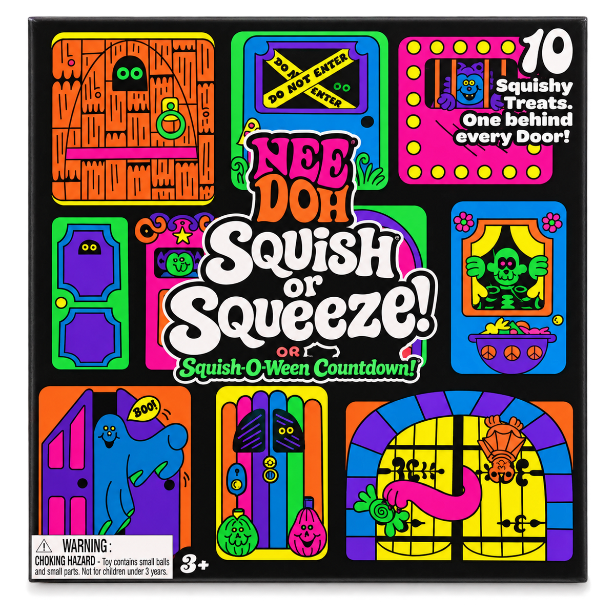 NeeDoh Squish-or-Squeeze Squish-O-Ween Countdown with 10 Halloween squishy surprises