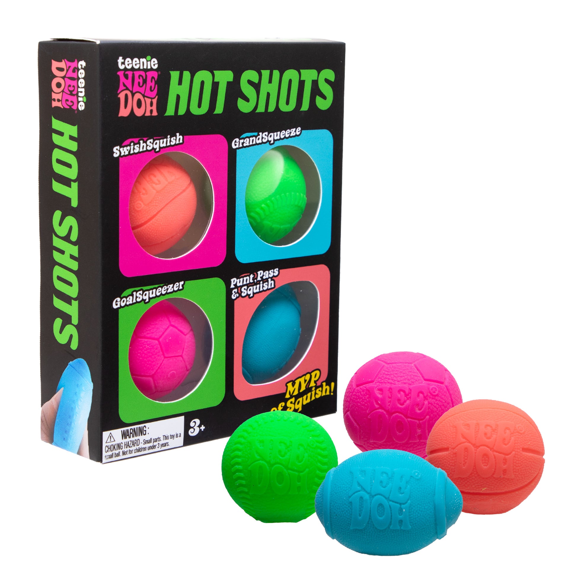 NeeDoh Teenie Hot Shots Multipack by Schylling mini sports ball sensory squishy toys