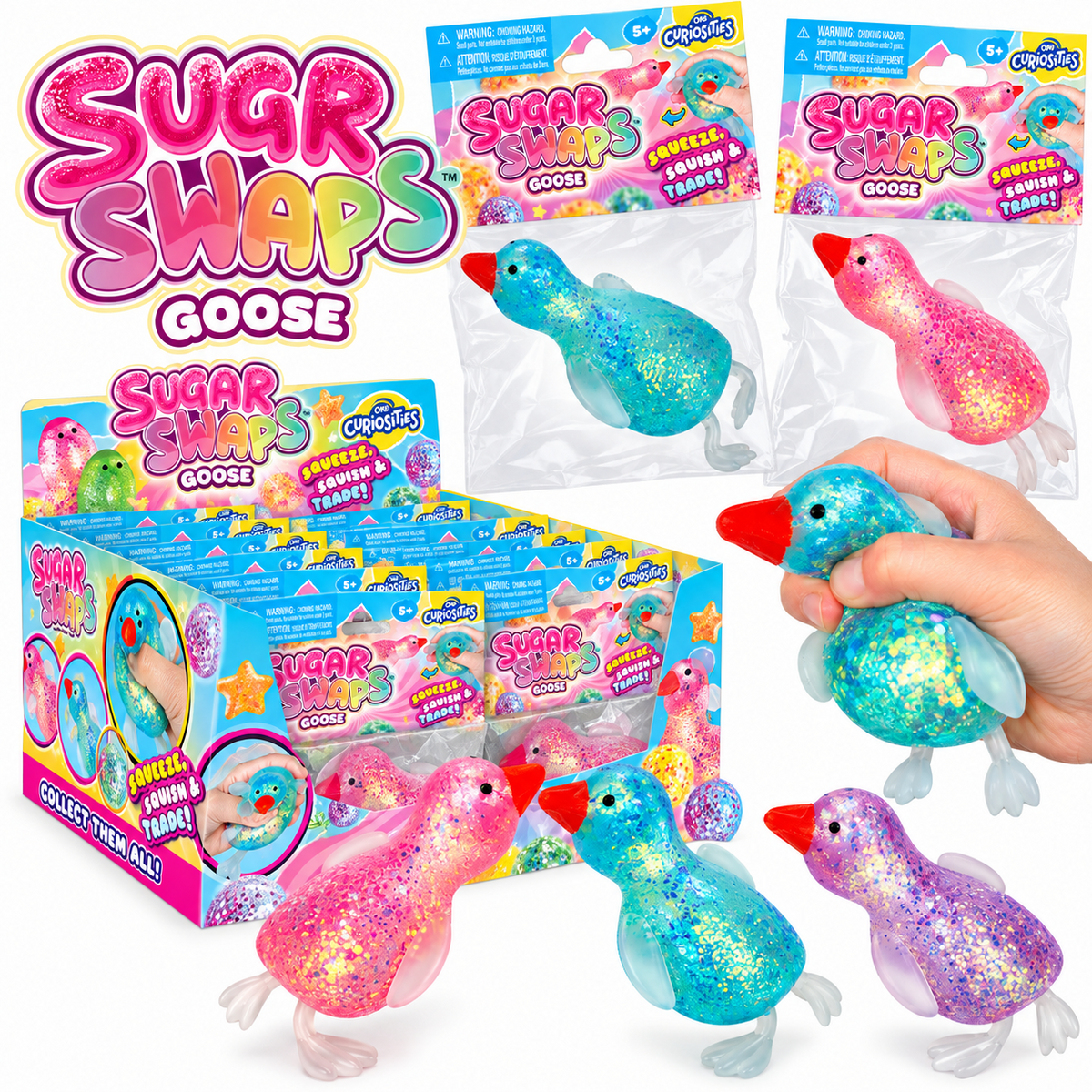 ORB Curiosities Sugar Swaps Goose glitter sensory squishy toy