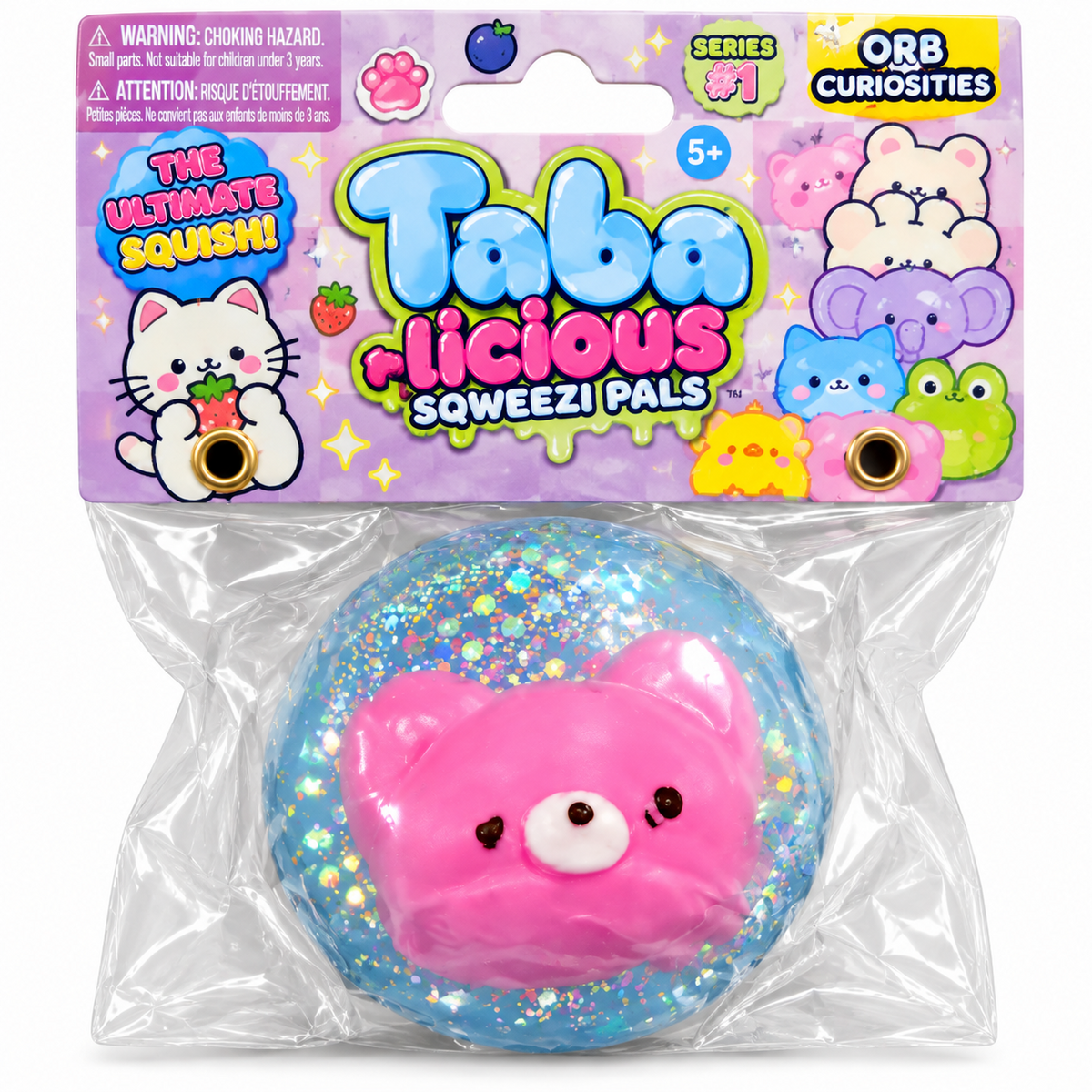 ORB Taba-licious Sqweezi Pals Pink Bear glitter Taba sensory squishy