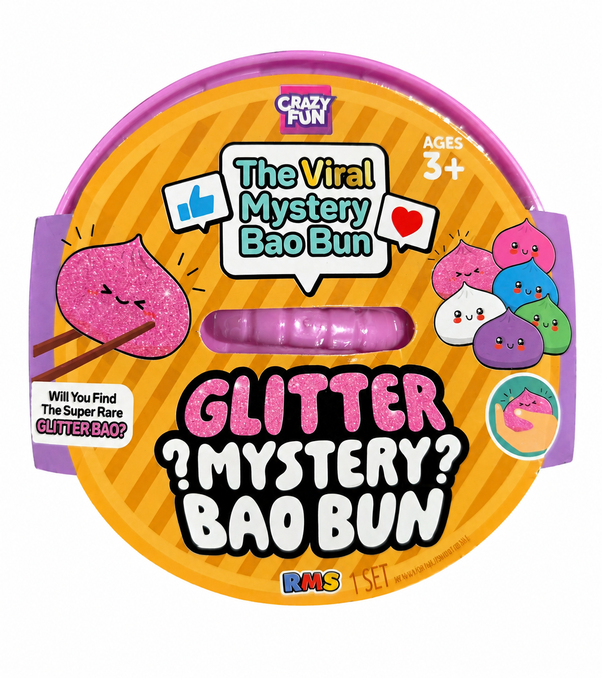 Authentic RMS Crazy Fun Glitter Mystery Bao Bun squishy dumpling sensory toy