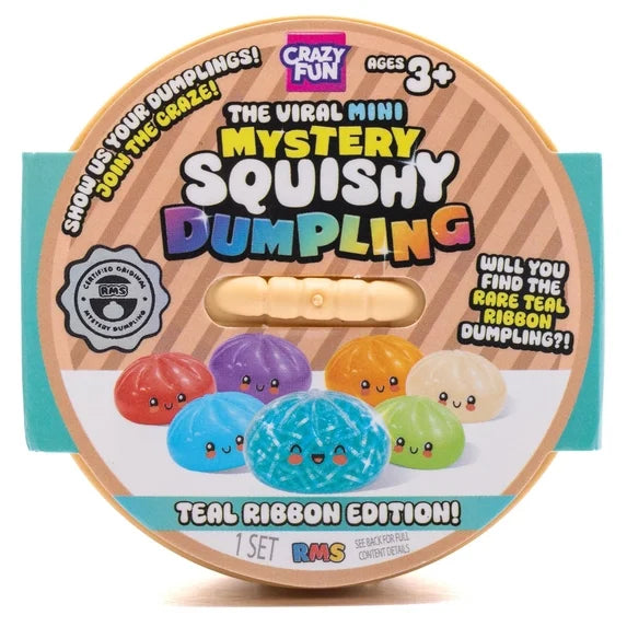RMS Crazy Fun Mini Mystery Squishy Dumpling Teal Ribbon Edition in mystery packaging