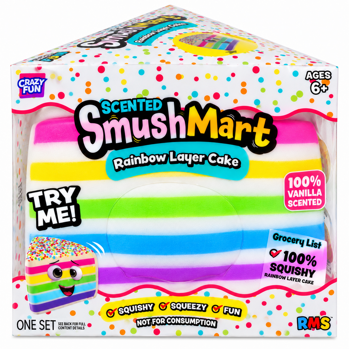 RMS SmushMart Rainbow Layer Cake vanilla scented colorful sensory squishy toy