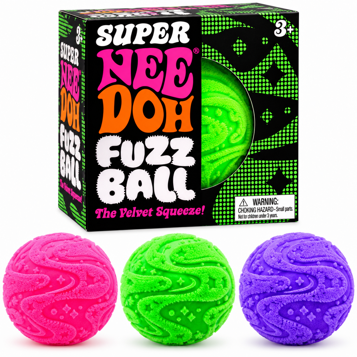 Schylling Super NeeDoh Fuzz Ball jumbo 4-inch fuzzy sensory squishy