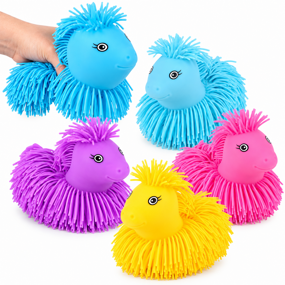 7 inch Shaggy Puffer Unicorn textured sensory toy