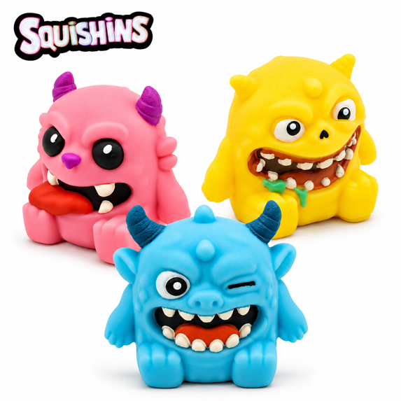 Squishins colorful character squishy toys Bob Tommy and Ralph sensory fidget toys